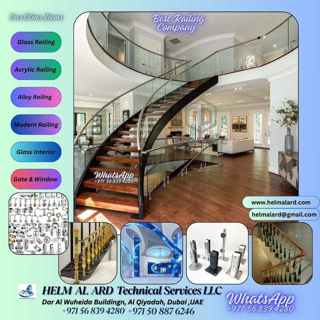 Staircase Glass In Dubai - Glass Railing - dubai - SR Engineering Firm