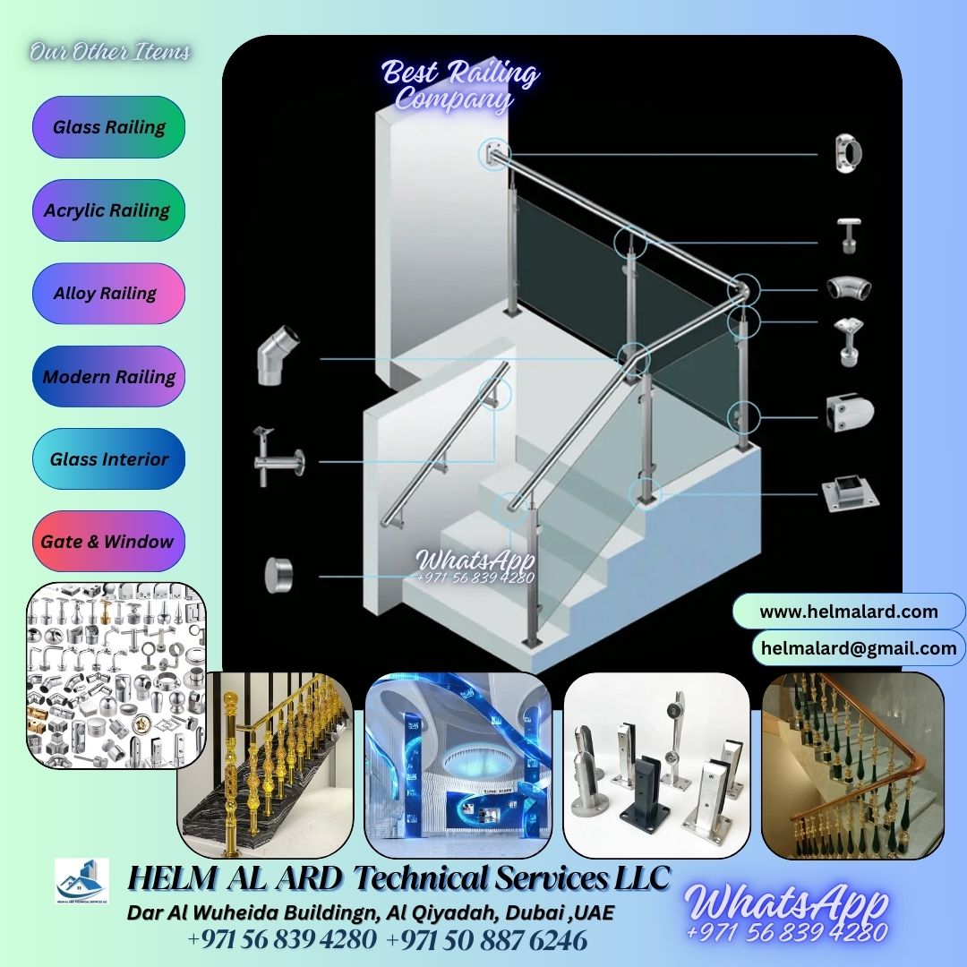 Glass Balustrades Stair Case Railing Rail UAE - SR Engineering Firm