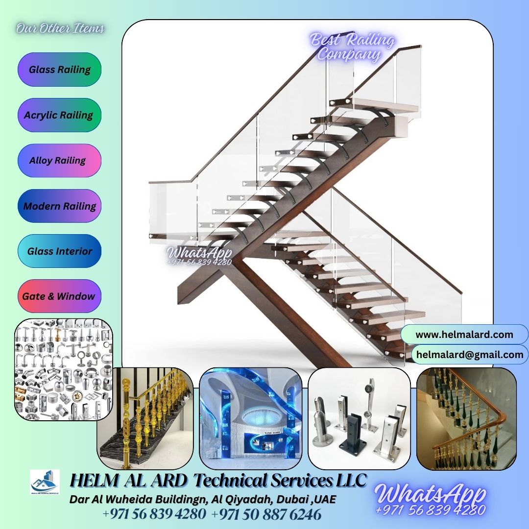 Glass Handrail for Staircase in dubai - SR Engineering Firm