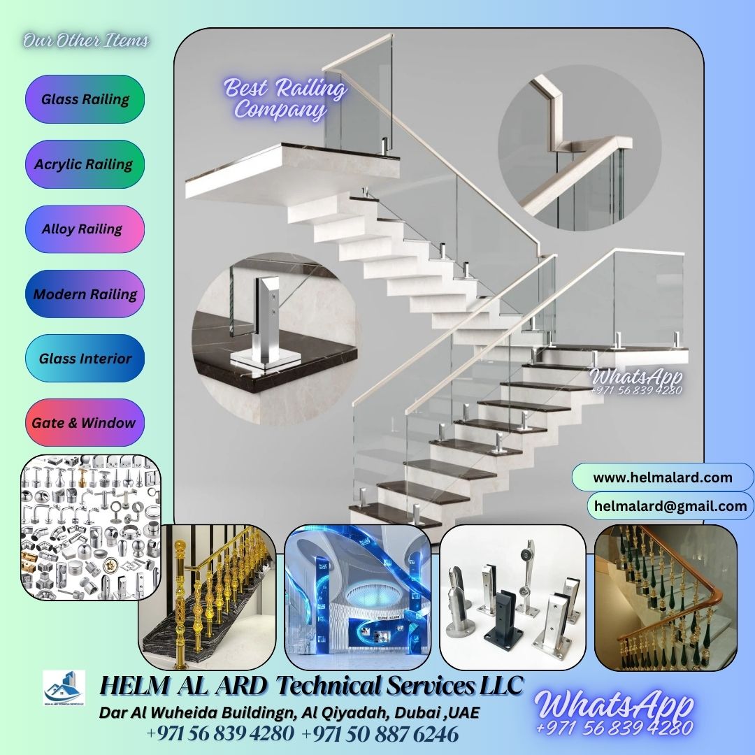 Staircase Glass Railings in Dubai - Balustrade Glass - SR Engineering Firm