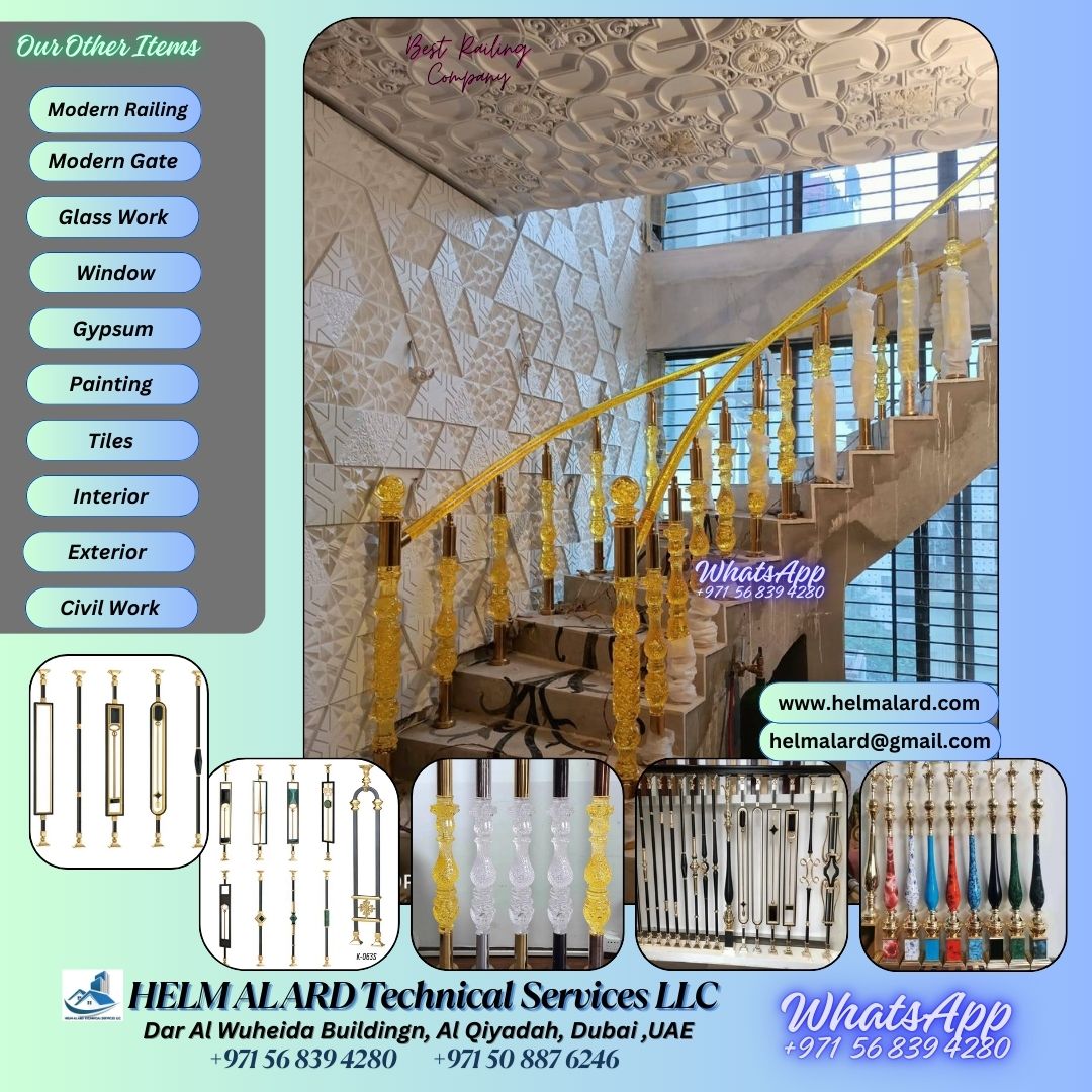 Staircase \ Railings in Dubai Balustrade Glass Oman - SR Engineering Firm